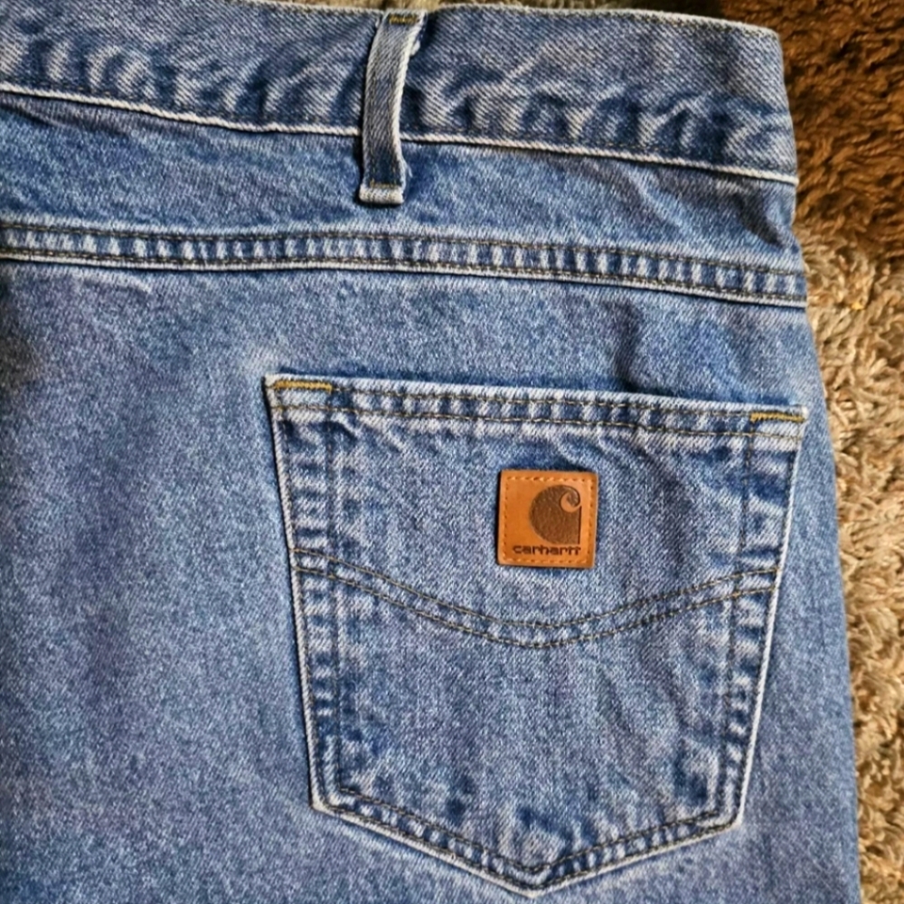 Carhartt Jeans Men 42x34 Blue Denim Straight Distressed Relaxed Fit Workwear LOT